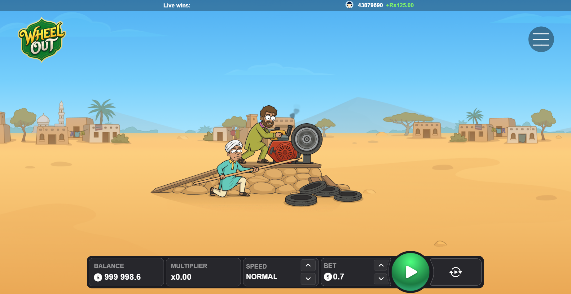 Écran du mini-jeu Wheel Out d